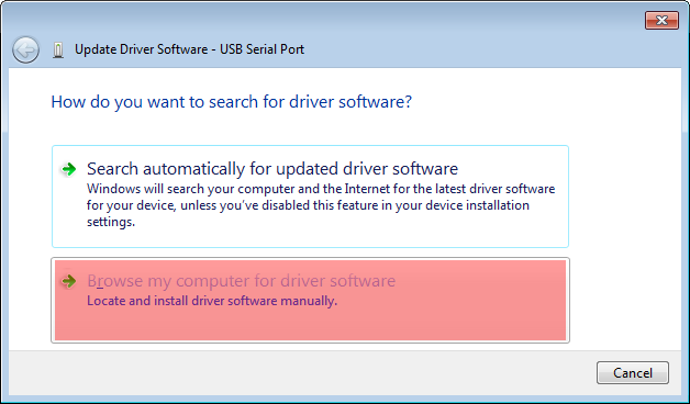 Browse my computer for driver software